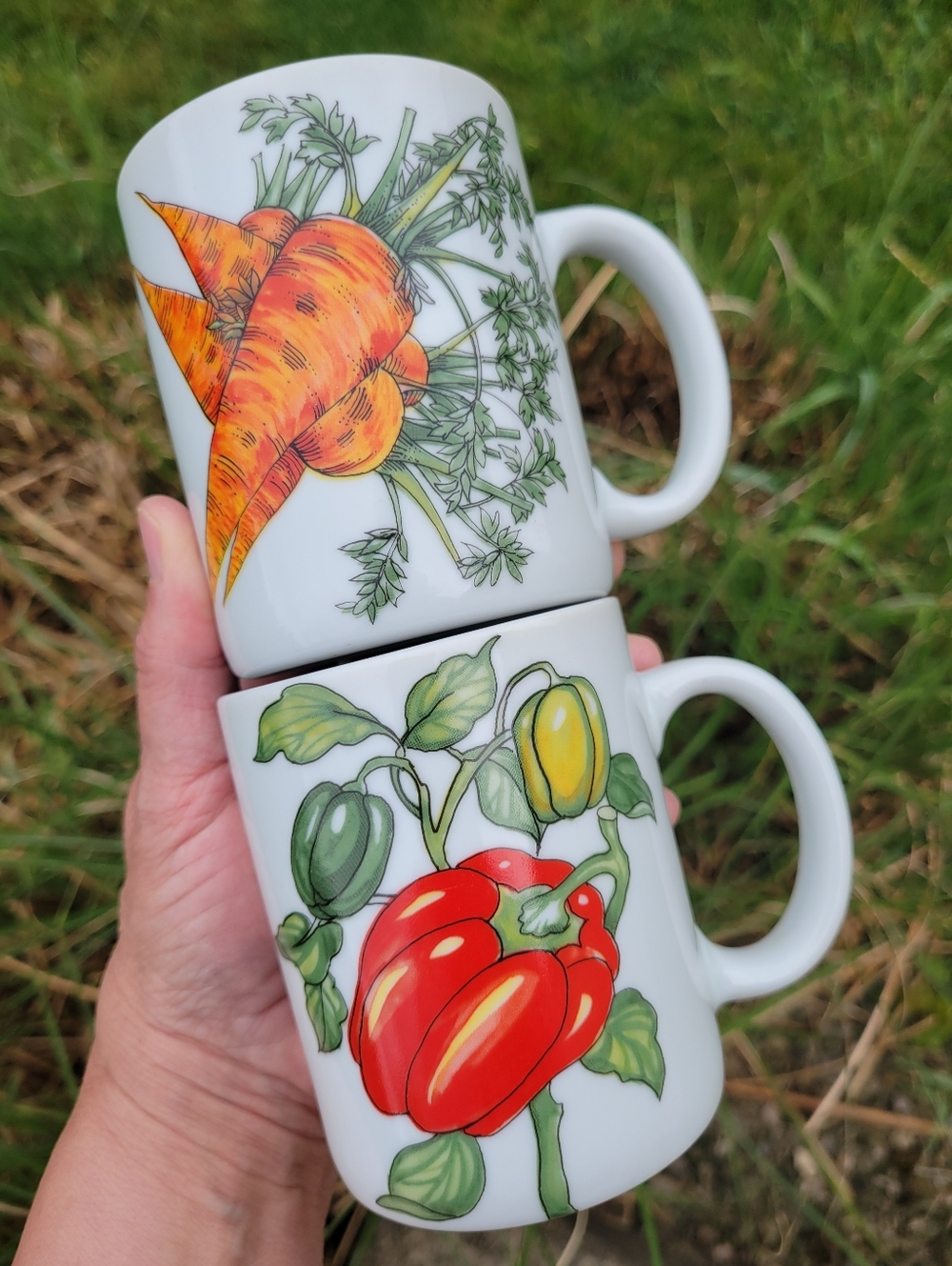 BIA Cordon Bleu Vegetable Print Mugs - Red Pepper & Orange Carrot ~ Cottage Farm